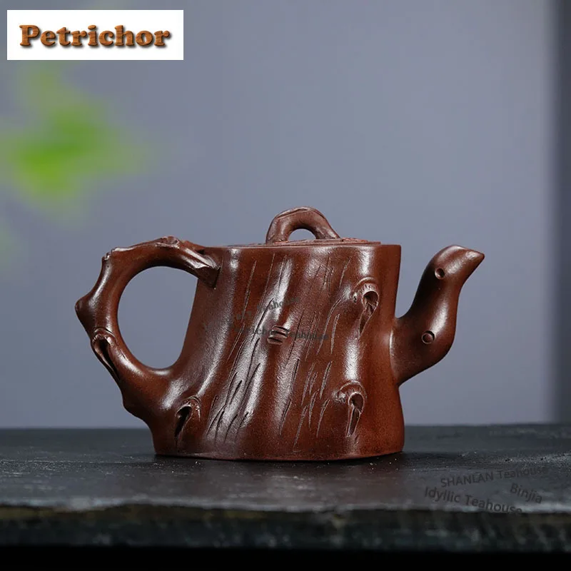 300ml High-end Yixing Purple Clay Teapots Handmade Plum Tree Stumps Pot Raw Ore Purple Mud Kettle Chinese Zisha Teaset Drinkware