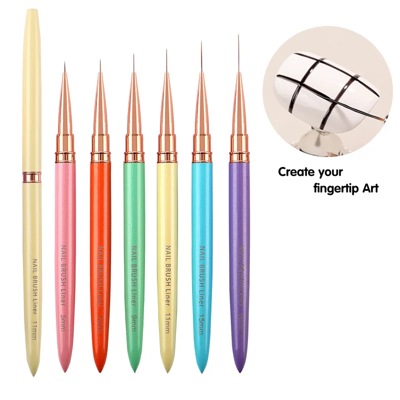 1/6 pièces Nail Art Liner ensemble pinceaux Gel brosse à ongles Gel vernis à ongles peinture brosse dessin Nail Art Design brosse stylo