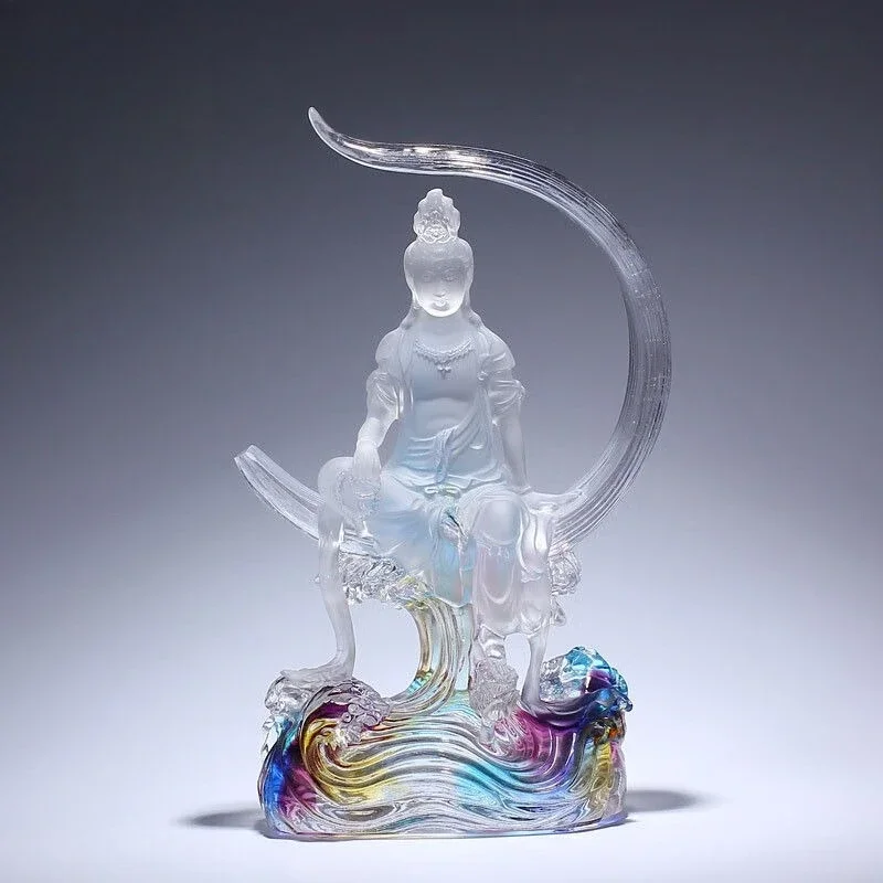 Glazed Bodhisattva Buddha statue offering Zen ornaments, entrance living room creative decoration crystal
