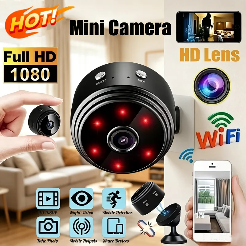 Mini A9 Wifi 1080p HD Security Camera Wireless Monitoring Security Protection Remote  Surveillance Camcorders Window Camera