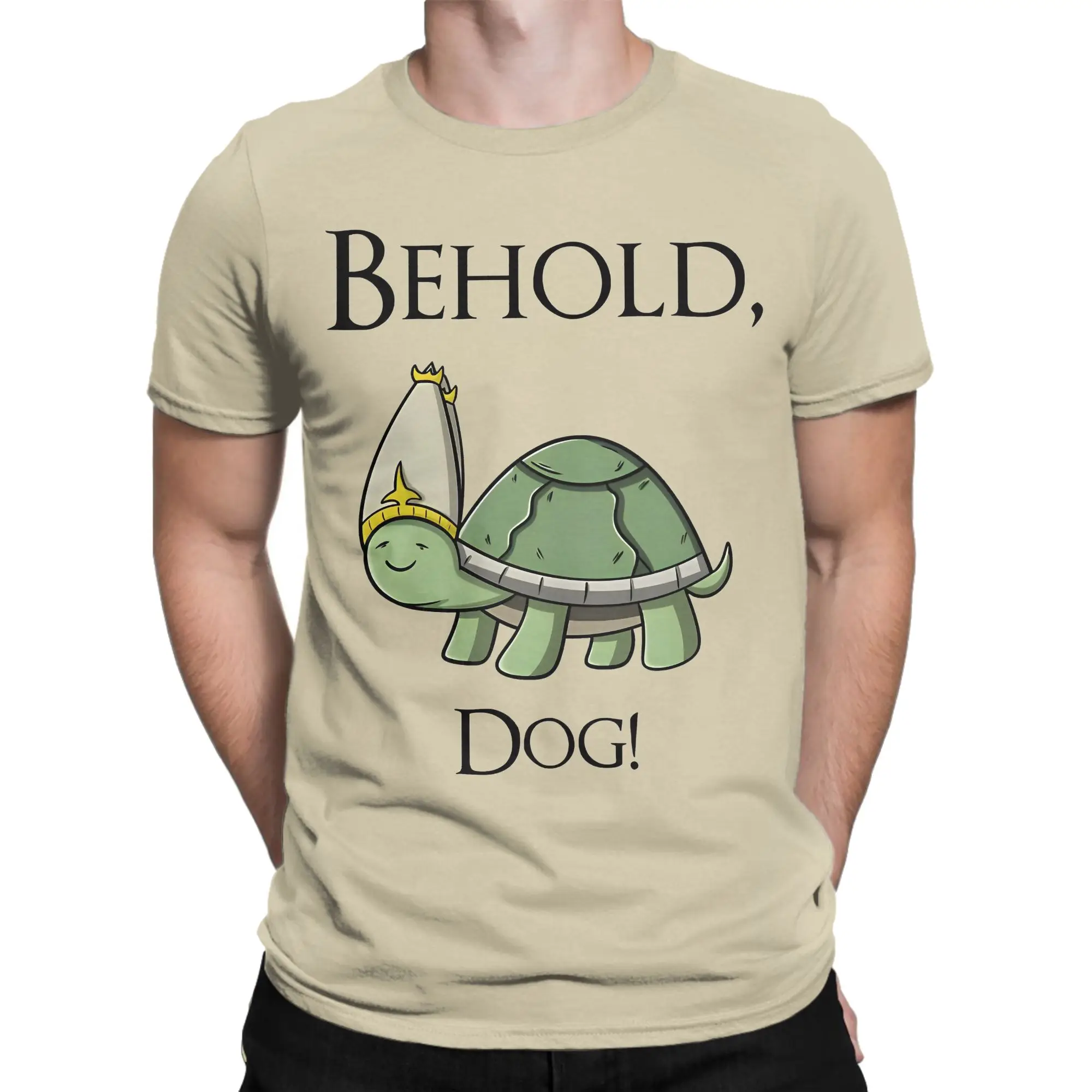 Мужская и женская футболка Eldened Ringed Behold Dog из чистого хлопка, повседневная, с коротким рукавом, круглым вырезом, подарочная футболка