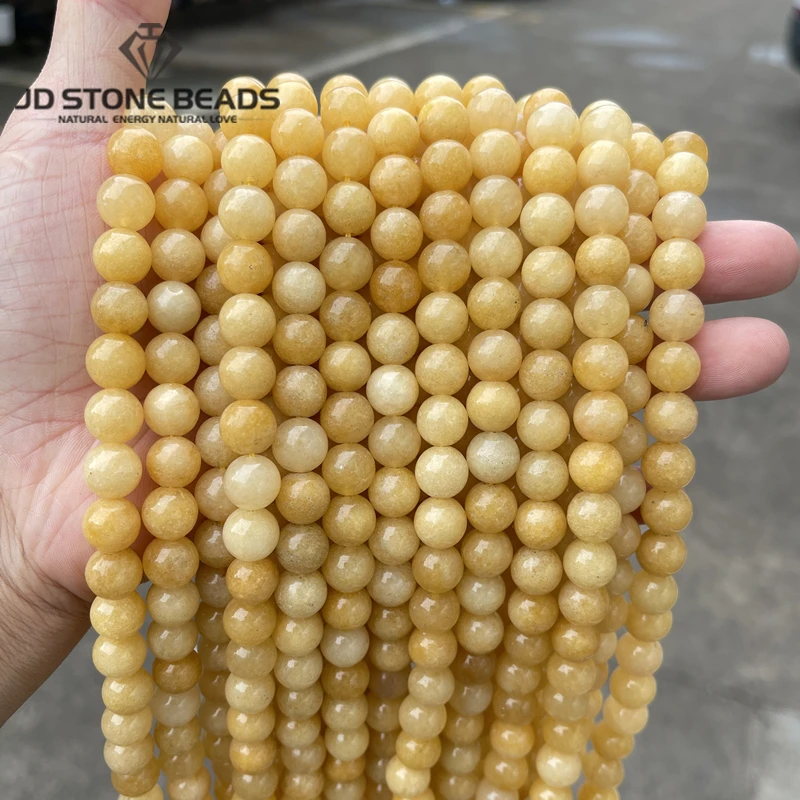 6 8 10mm Dyed Color Light Yellow Chalcedony Beads Round Loose Spacer Natural Stone For Jewelry Making Diy Necklace Bracelet