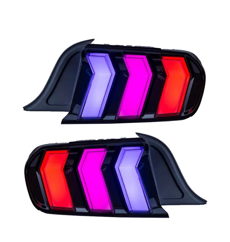 Lampu belakang LED modifikasi gaya RGB, lampu ekor LED kualitas tinggi untuk Ford Mustang 2015-2021 rakitan lampu belakang