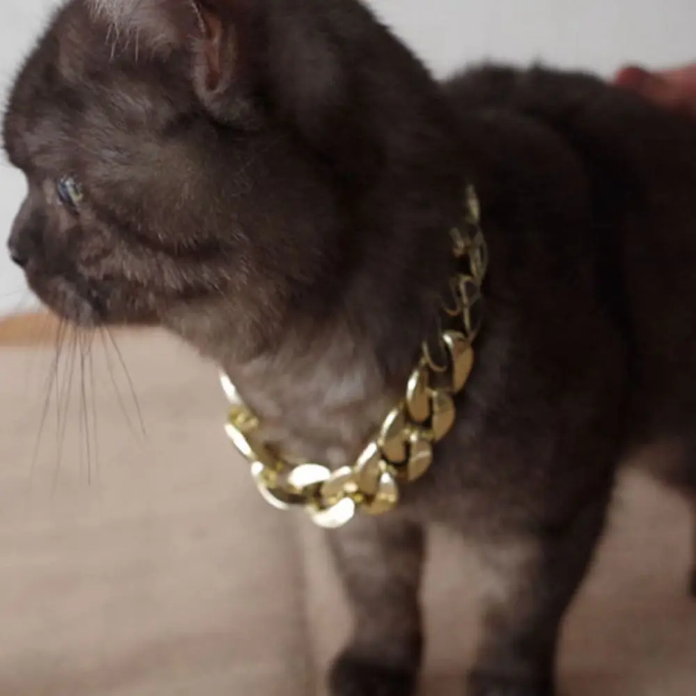 Cat Dog Gold Necklace Pet Necklace Portable Adjustable Chain Collar Gold Collars Pet Jewelry Accessories Cat Dog