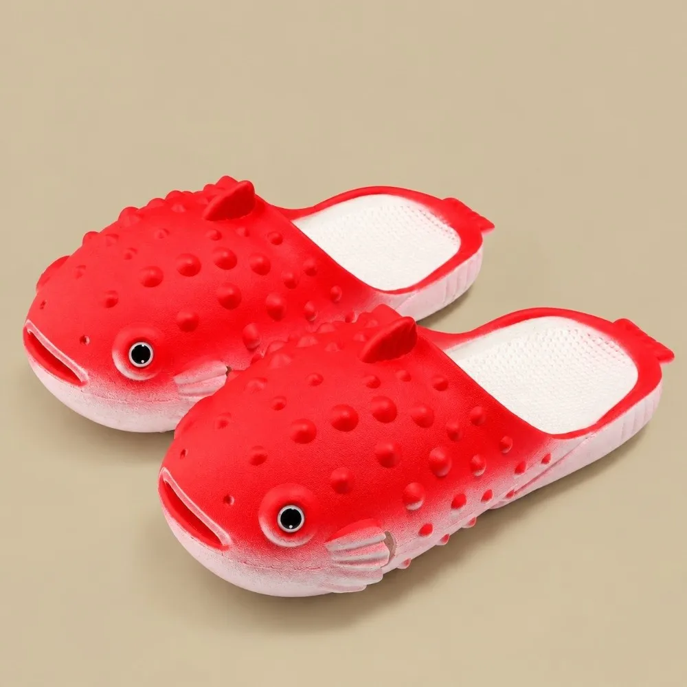 Creative Anti Slip Pufferfish Slippers Realistic Soft Slip on Slippers Funny Cartoon Slippers Summer Wear