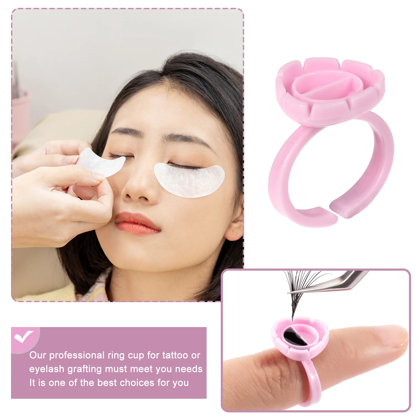 100 قطعة كأس حلقة الرموش حامل تمديد الرموش حاوية الصباغ لوازم ماكياج تصميم ذكي لربط الملقط #1
