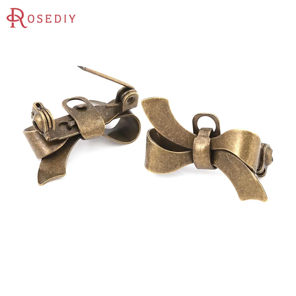 10PCS Brass Bow Brooch Pins Brooch Base with One Hanging Hole High Quality Diy Jewelry Making Supplies Accessories for Women