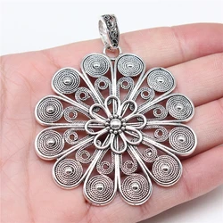 WYSIWYG 1pcs 75x61mm Big Pendants Charm Flower Charm Flower Of Life Charm Big Mandala Pattern Flower