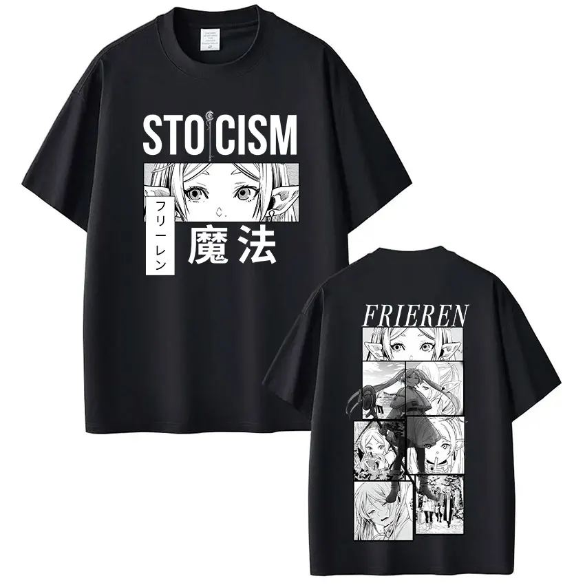 Anime Frieren  Beyond Journey's End T Shirt Frieren Cartoon Kawaii T-shirt Men Women Summer High Quality T-shirts