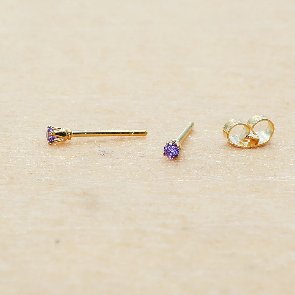 sss Mini 2mm Minimalistisch 20 Farben 3AAA Zirkonia mit Edelstahl-Ohrsteckern IP-Beschichtung, kein Verblassen, Allergiefrei – Detail 13