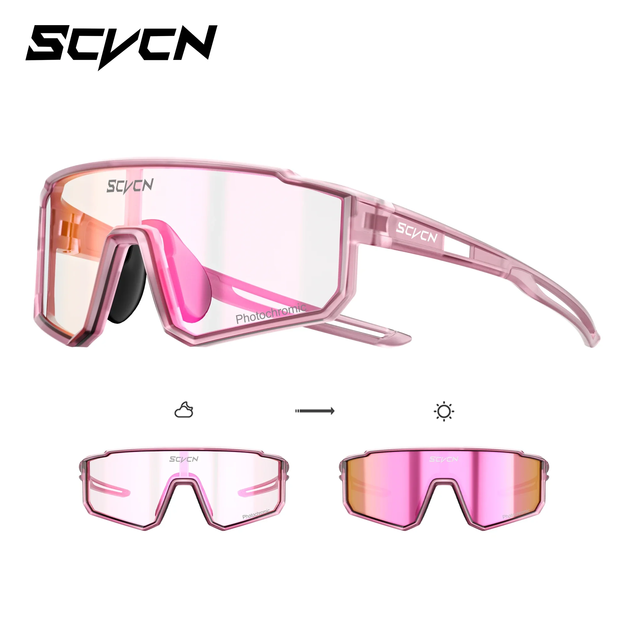 SCVCN Kinder Mode-Sonnenbrille Photochrom UV400 Baseball-Brille Fahrradbrille für Jungen Mädchen Camping Wandern Eyewear 2026