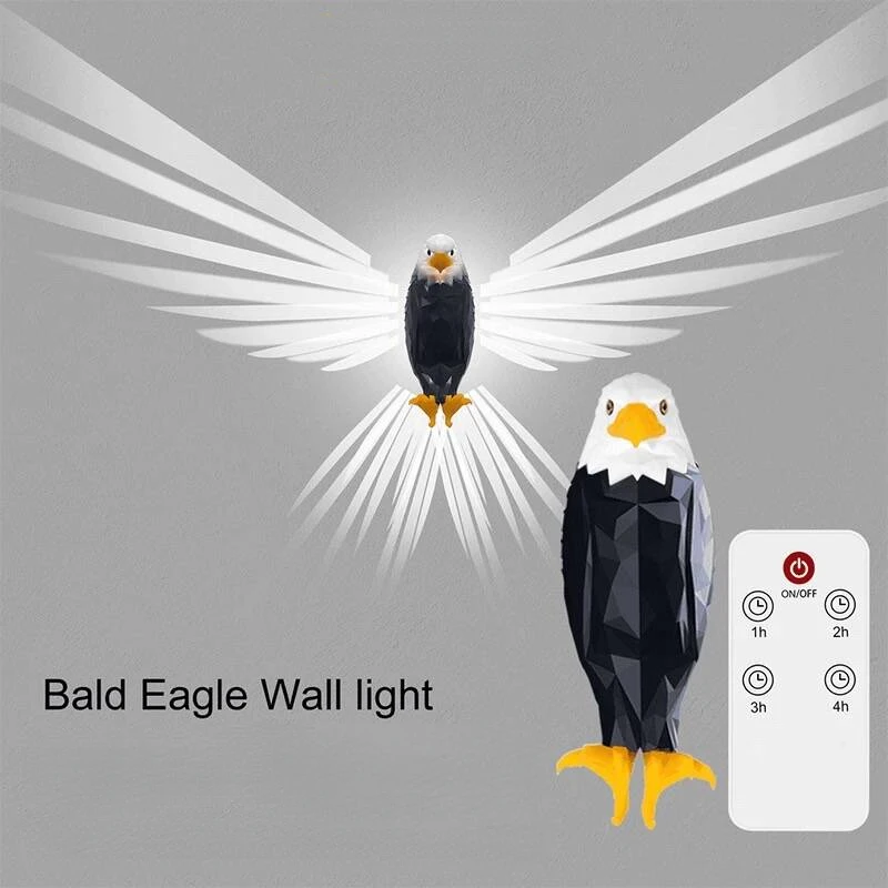 

Bald Eagle Wall Light Magnetic Wall Mounted Nightlight with Remote Control for Bedroom, Living Room, Hallway Charging Eagle Lamp