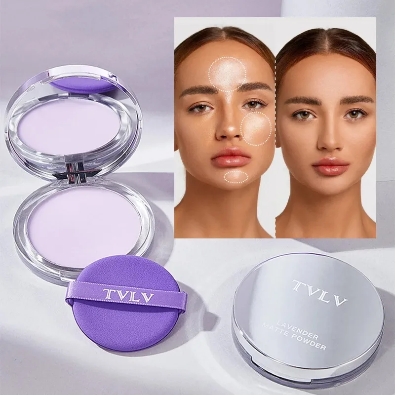 Polvo de crema violeta resistente al agua, barra Natural, Control de aceite Facial a largo plazo, polvo fácil de aplicar, polvo de maquillaje de cobertura completa, cosmético