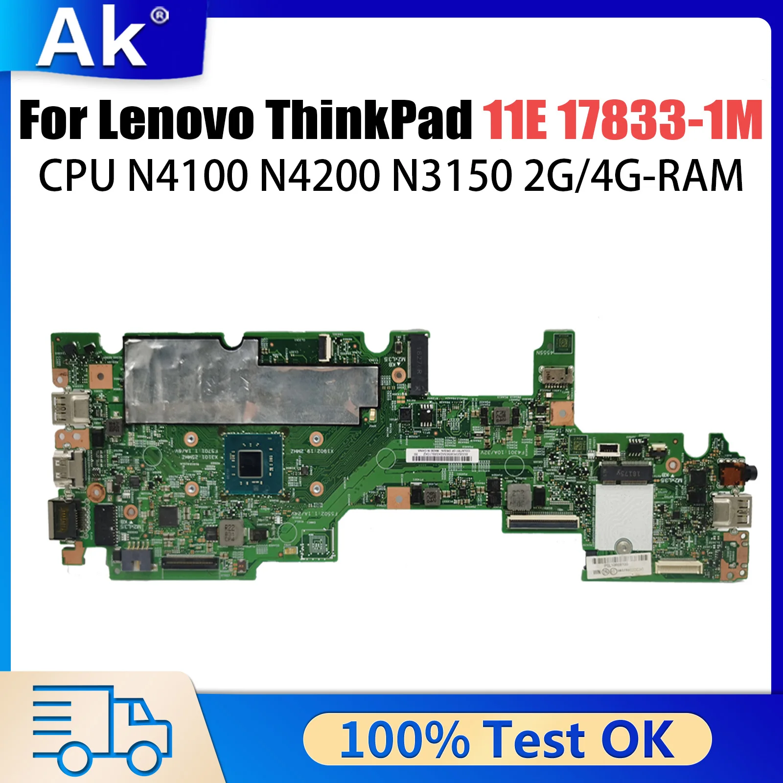 

For Lenovo ThinkPad YOGA 11E Laptop Motherboard 17833-1M N4100 N4200 N3150 RAM 4G 8G Notebook Mainboard Full Test