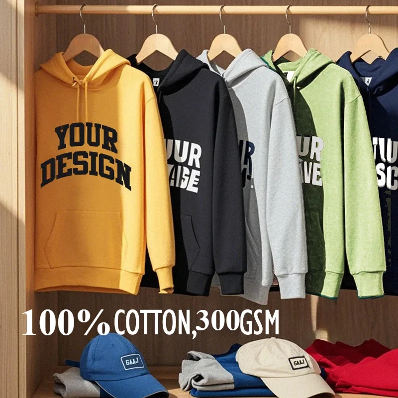 Print Your Own Design Logo Diy Photo Hood Premium 100%Cotton Custom Hoodie Womens Customize Sweatshirt Autumn Winter Men Clothes