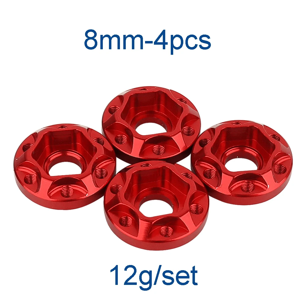 4Pcs Aluminum 12mm Hex Wheel Hub Drive Extended Adapter For 1/10 RC Crawler Car 1.9 inch Wheels Rims 8-24mm Height Upgrade