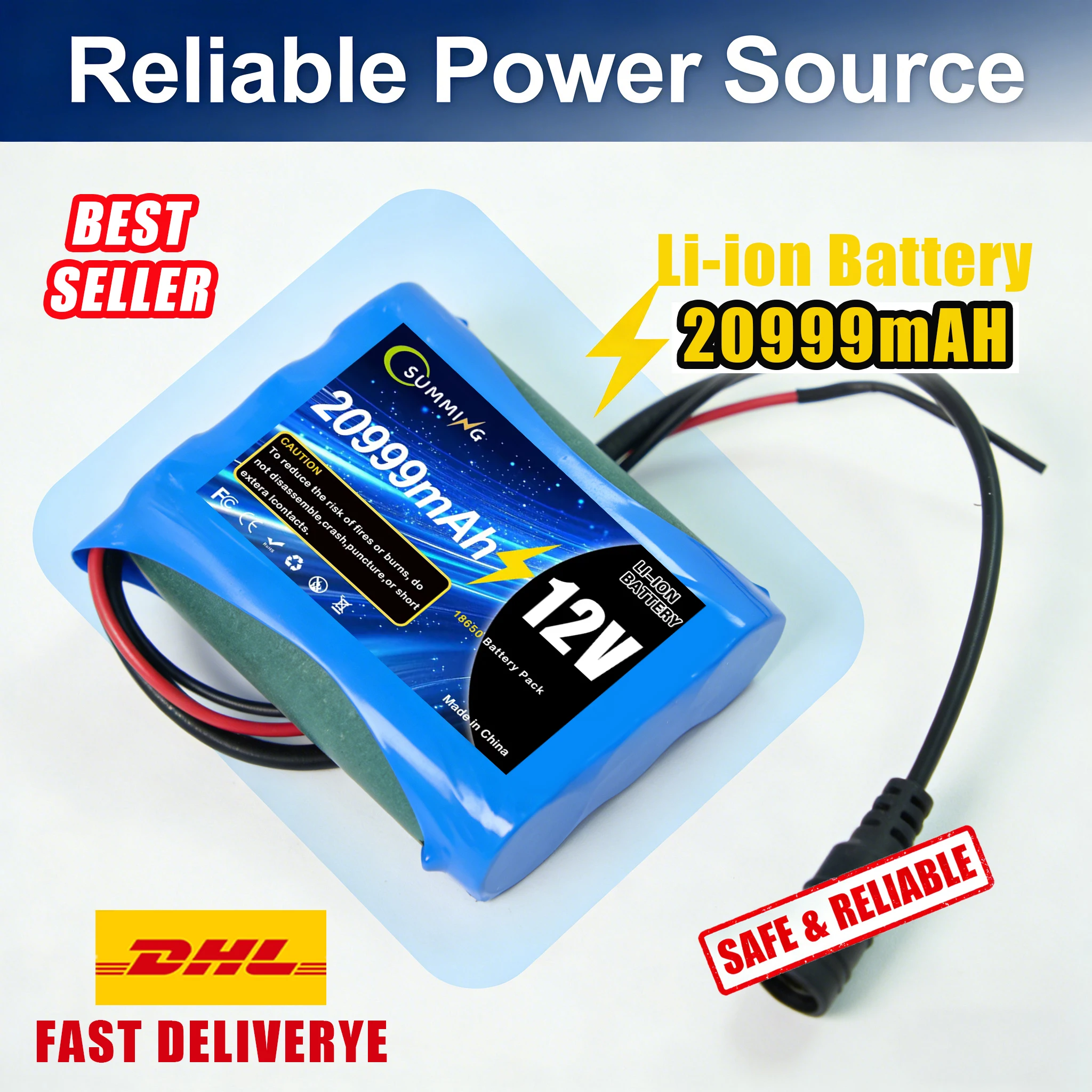 

Литиевая батарея 12В 20.9Ач Аккумулятор Li-ion 100% новый 3S1P Конфигурация с защитной пластиной и быстрой зарядкой, длительный срок службы аккумулятора