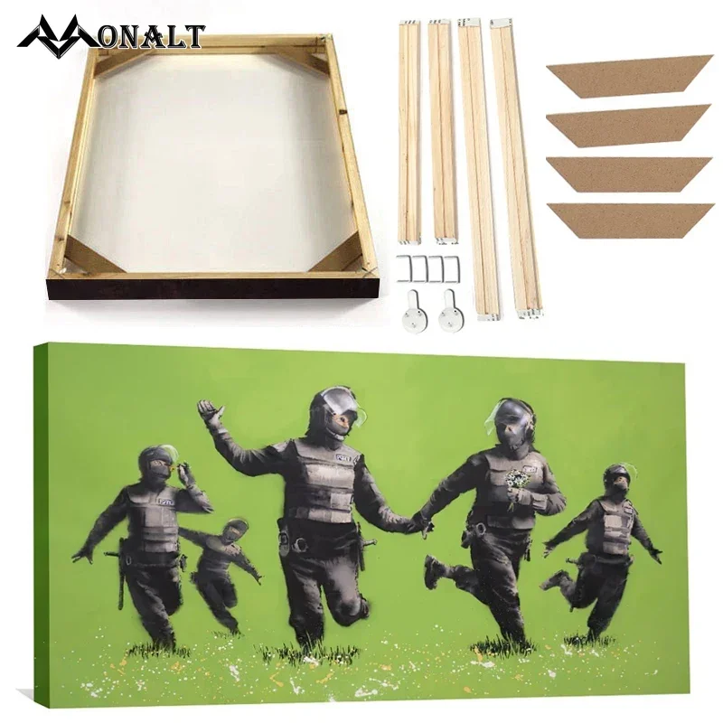 home decor Battle of The Beanfield By Banksy Wall Art Canvas Painting with Frame Monkey Parliament Nordic Poster Prints Famous P