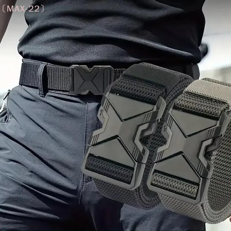 〔MAX-22〕Durable Multi Function Men's Canvas Belt Thickened Breathable Quick Release Waistband Outdoor Workwear Belt