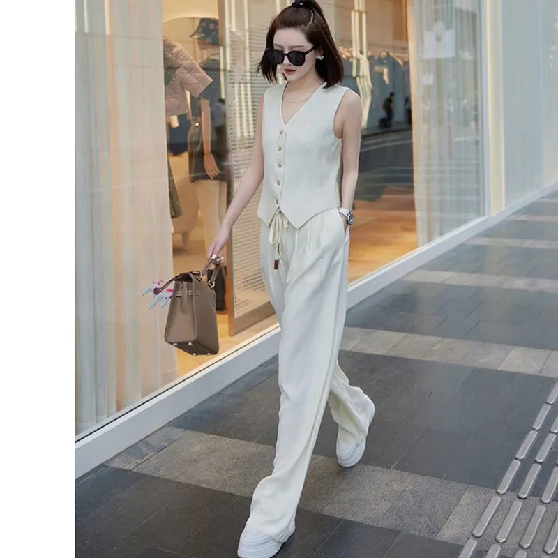 Fashionable Set 2024 Summer New High end Style Celebrity and Royal Sister Small Fragrance Style Suit Vest+Pants Two Piece Set