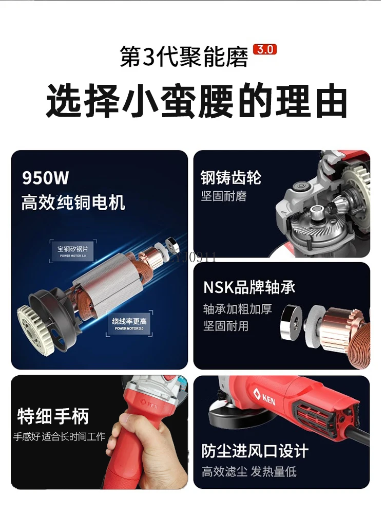 Ruiqi ของแท้เครื่องบดมุม Fine Handle เครื่องบดเครื่องบดมือเอวเล็กบดขัด