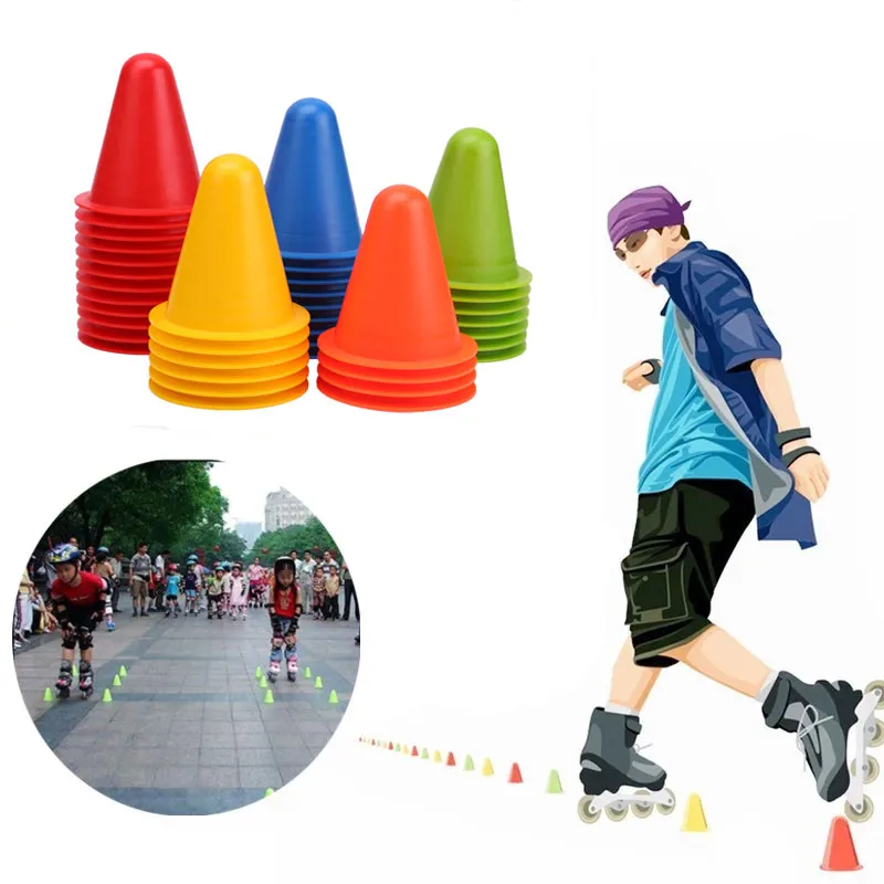 

20pcs/Set Skate Marker Training Road Cones Roller Football Soccer Rugby Soft Tower Skating Obstacle Roller Skate Pile Suppplies