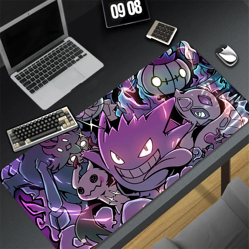 XXL Play Mat Laptop Black Gaming Accessories Mouse Pad Japan Anime Keyboard Rug PC P-pokemon Gengar Mousepad Gamer Keyboard Rug