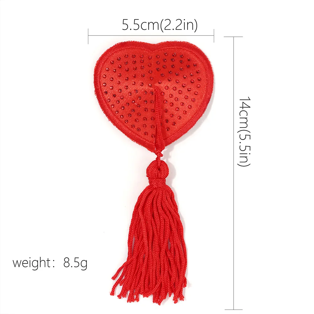 Sexy Women 1pair Love Heart Nipple Cover Reusable Rhinestone Breast Wear Tassel Silicone Nipple Pasties Bra Pads Chest Stickers