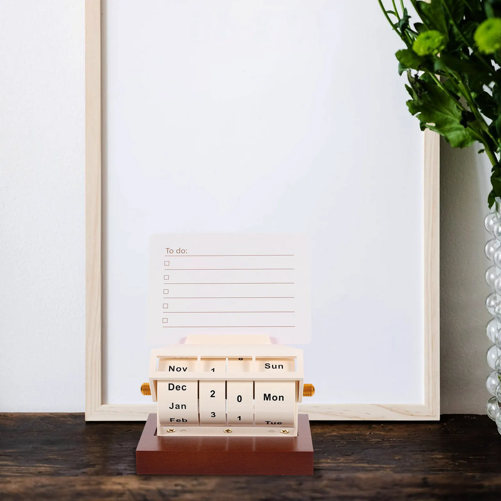 

1Set Wood Calendar Decorative Perpetual Block Adjustable Date Home Office Accessory Unique Gift Household Tabletop