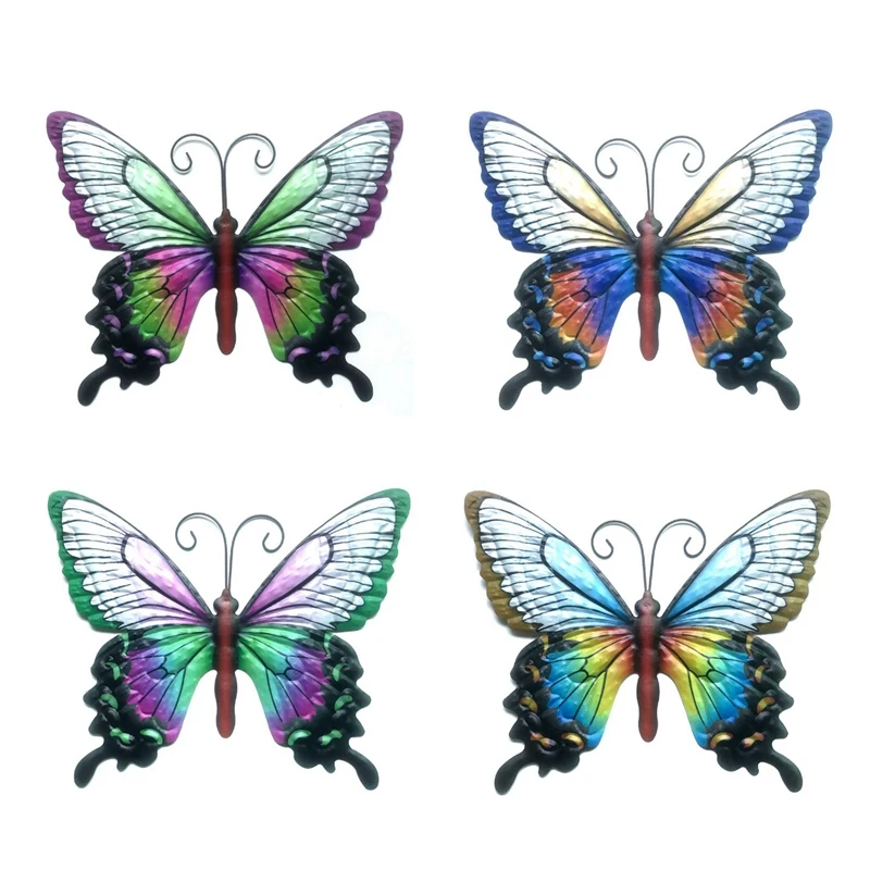 

4Pcs Metal Butterflies Wall Art Sculptures Garden Wall Art Decorative Animal Hanging Wall Art Hanger For Indoor Outdoor