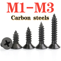 M1 M1.2 M1.4 M1.7 M2 M2.3 M2.6 M3 Small Micro Carbon Steel Black Cross Countersunk Head Self tapping Wood Screw