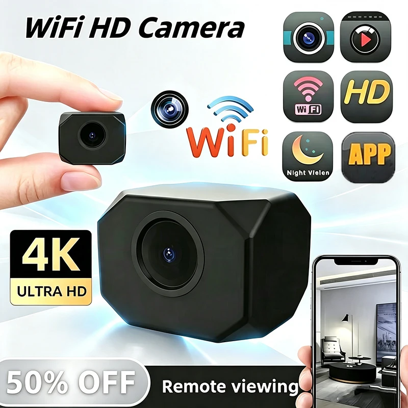 Nowa Bezprzewodowa Kamera 4K do Monitoringu i Ochrony, Mini Kamera Wideo z Trybem Nocnym, Detekcją Ruchu, Mini Kamera do Monitoringu, Inteligentny Dom