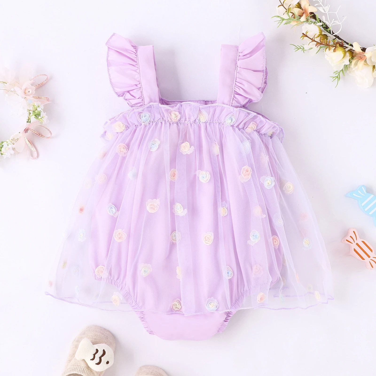 Summer 0-2 Years Old Baby Girls Baby Soft Comfortable Cool Beautiful Two-Color Halter Flower Skirt Dress