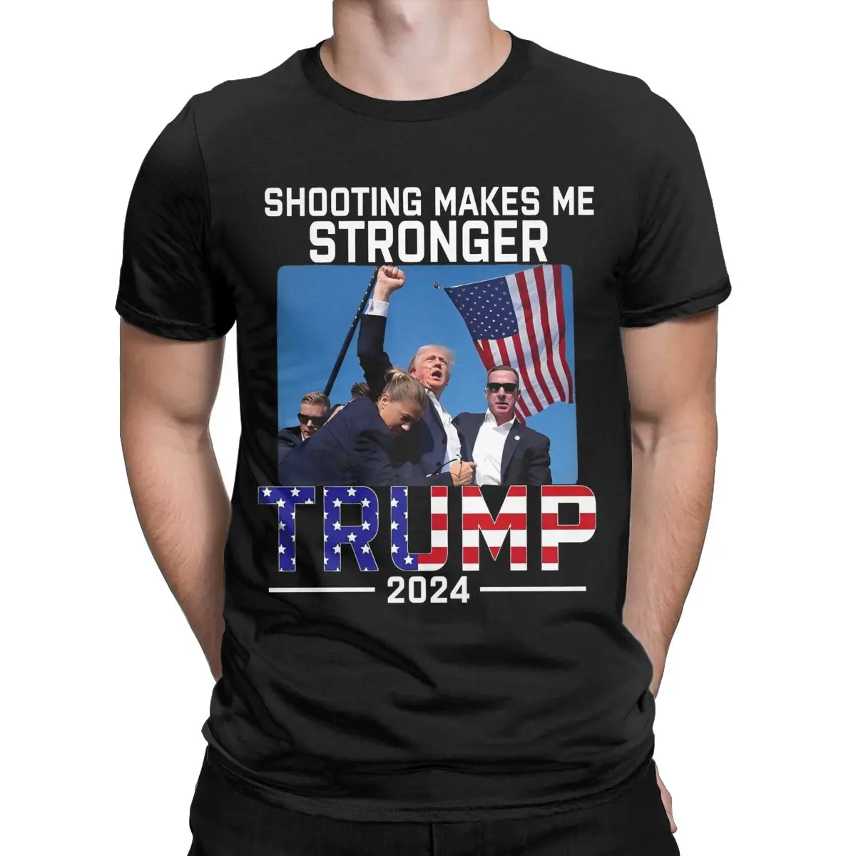 Men Women's Trump 2024 Shooting Makes Me Stronger T-Shirts Apparel Funny Trump Survives Attempt T Shirt Tee Clothing