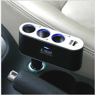1Pcs 11×5×3cm Car Cigarette Lighter Power Splitter FIT FOR 12V 3‑Socket 5V‑500mA USB Port Vehicle Power Adapter