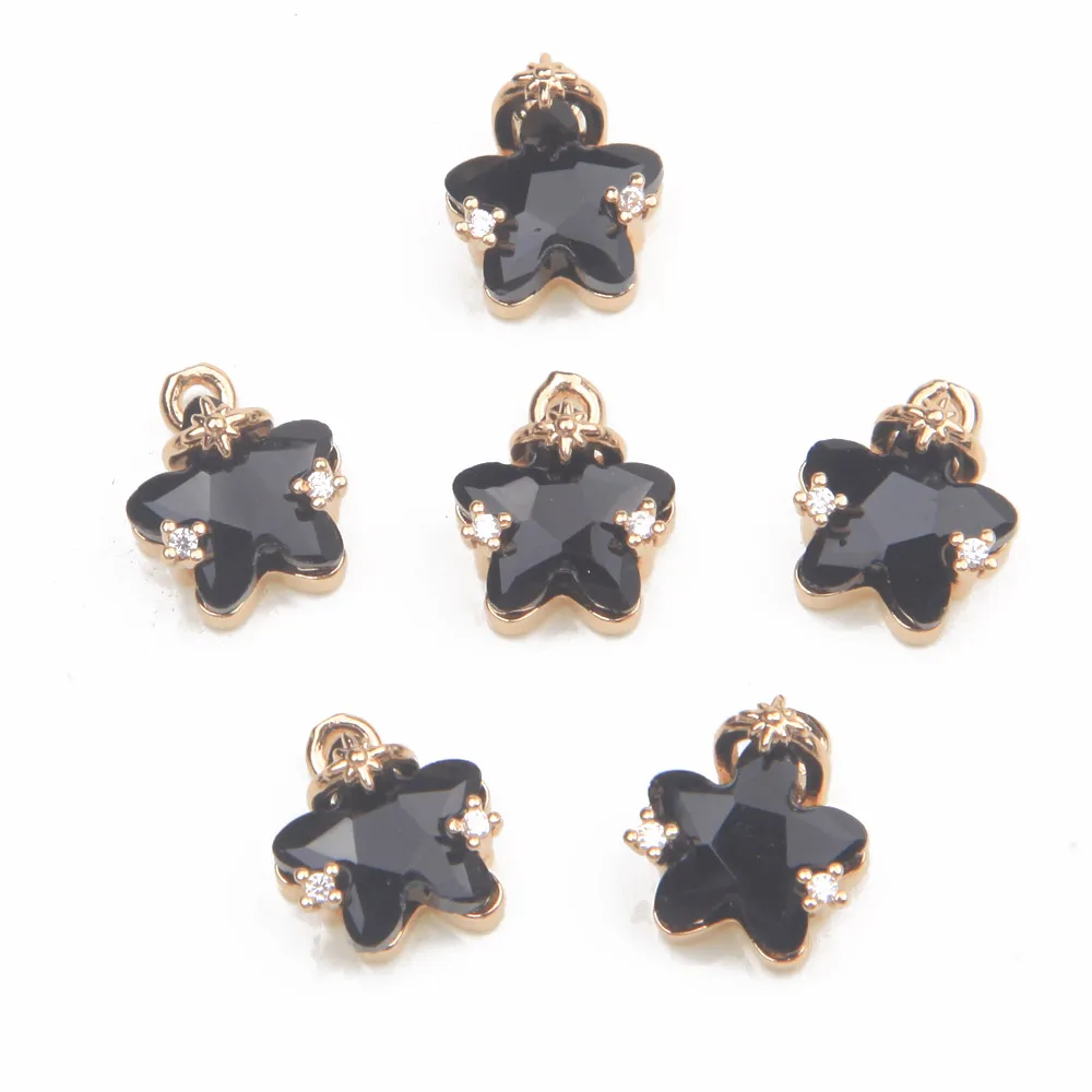 10PCS Faceted Celestial North Star Charms Glass for Jewelry Making Pendant Handmade DIY Findings Brass Accessories 10*12mm