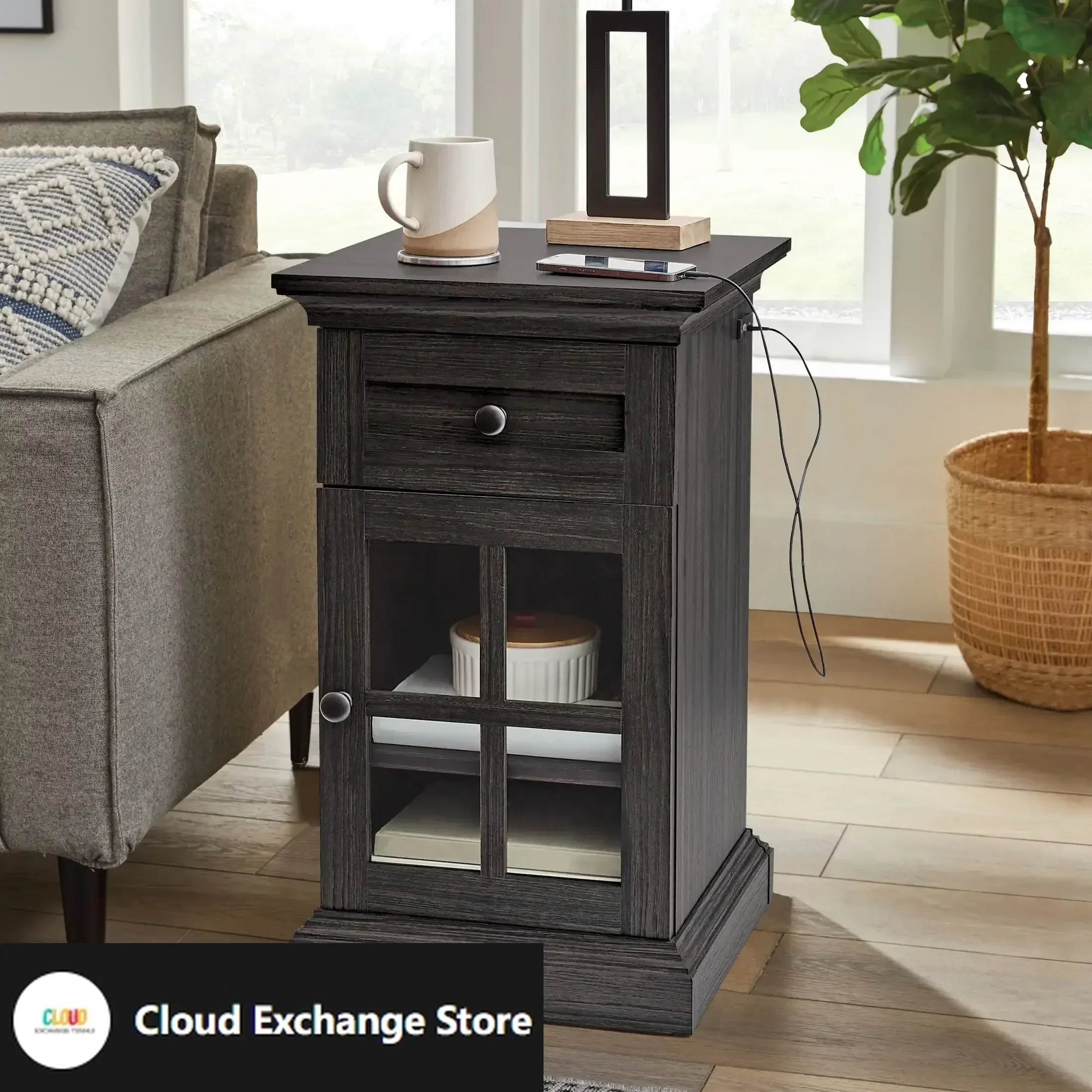 

Canton End Table with USB, Tobacco Oak Finish