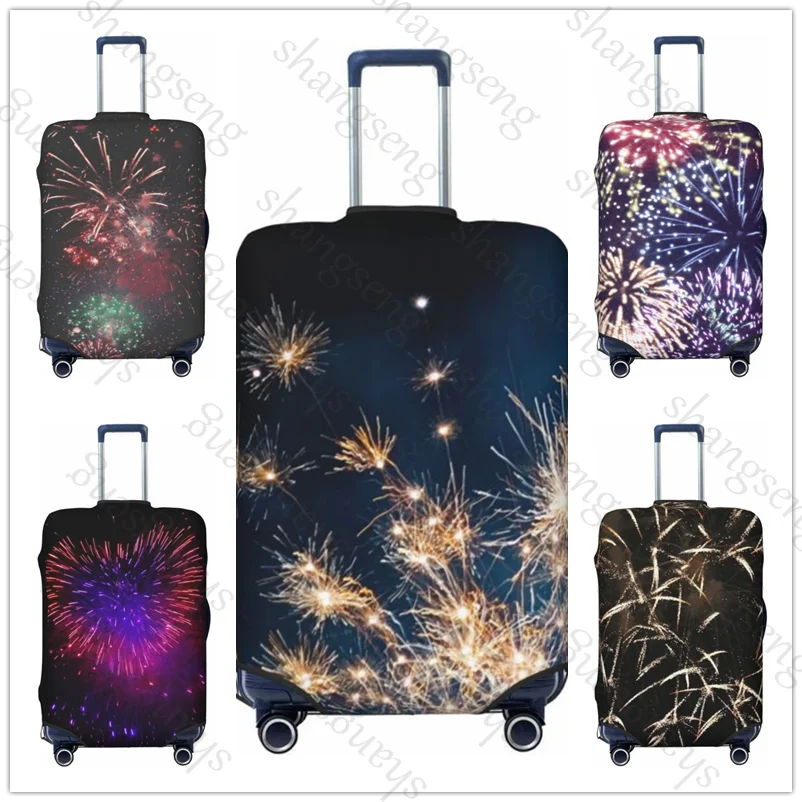 Colorful firework Travel suitcase protective case, suitcase cover, elastic protection, washable Luggage cover, 18-32 in