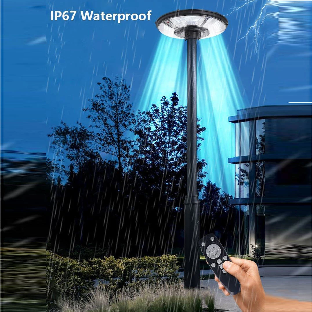 في الهواء الطلق 500 واط UFO الشمسية ضوء الشارع IP65 مقاوم للماء 370LED الشمسية كشاف ضوء المشهد القطب مصباح للفناء الطريق المشهد