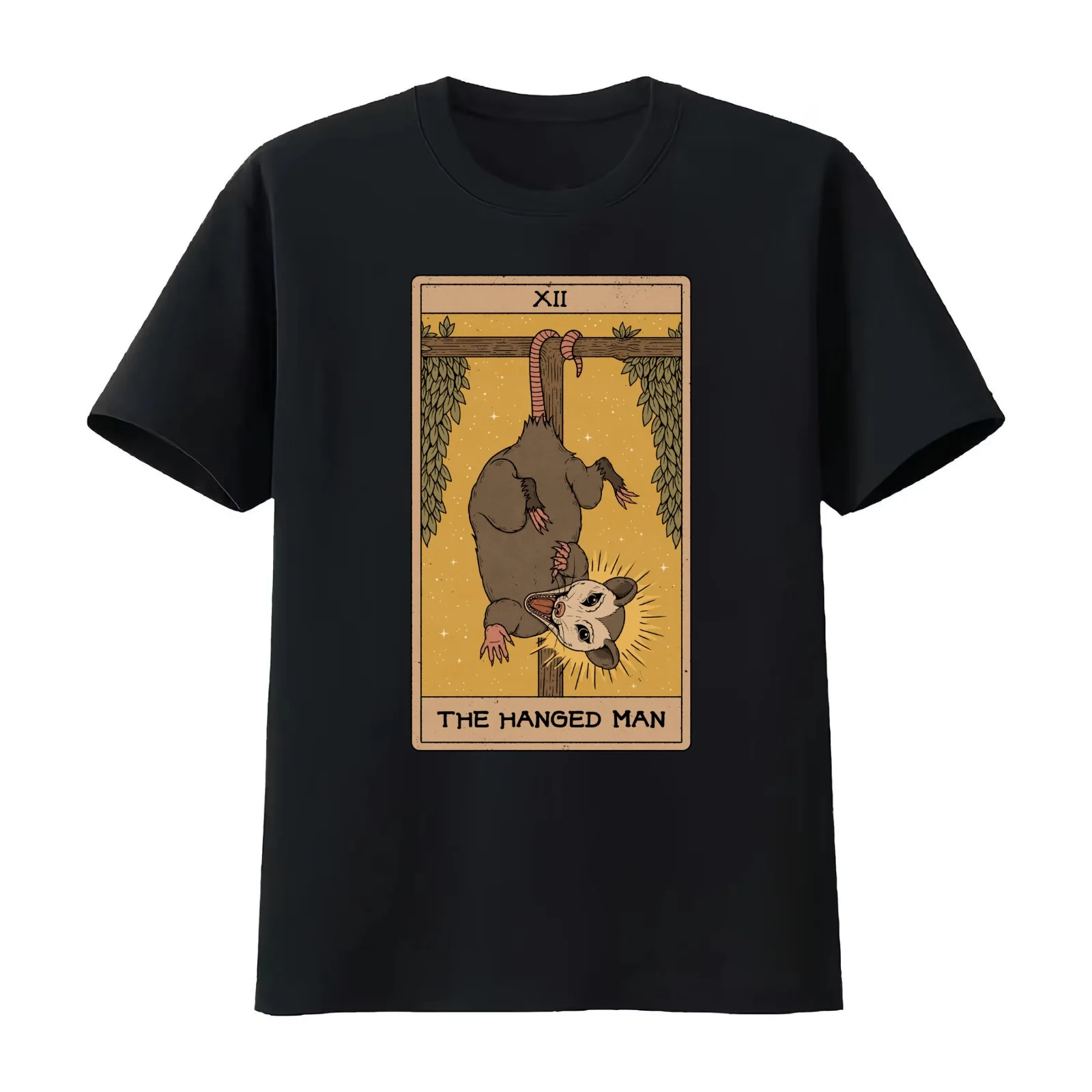 The Hanged Man - Possum Tarot T-Shirt Summer Casual Cotton Tee Oversized Streetwear Tops Vintage Graphic Print 100% Cotton