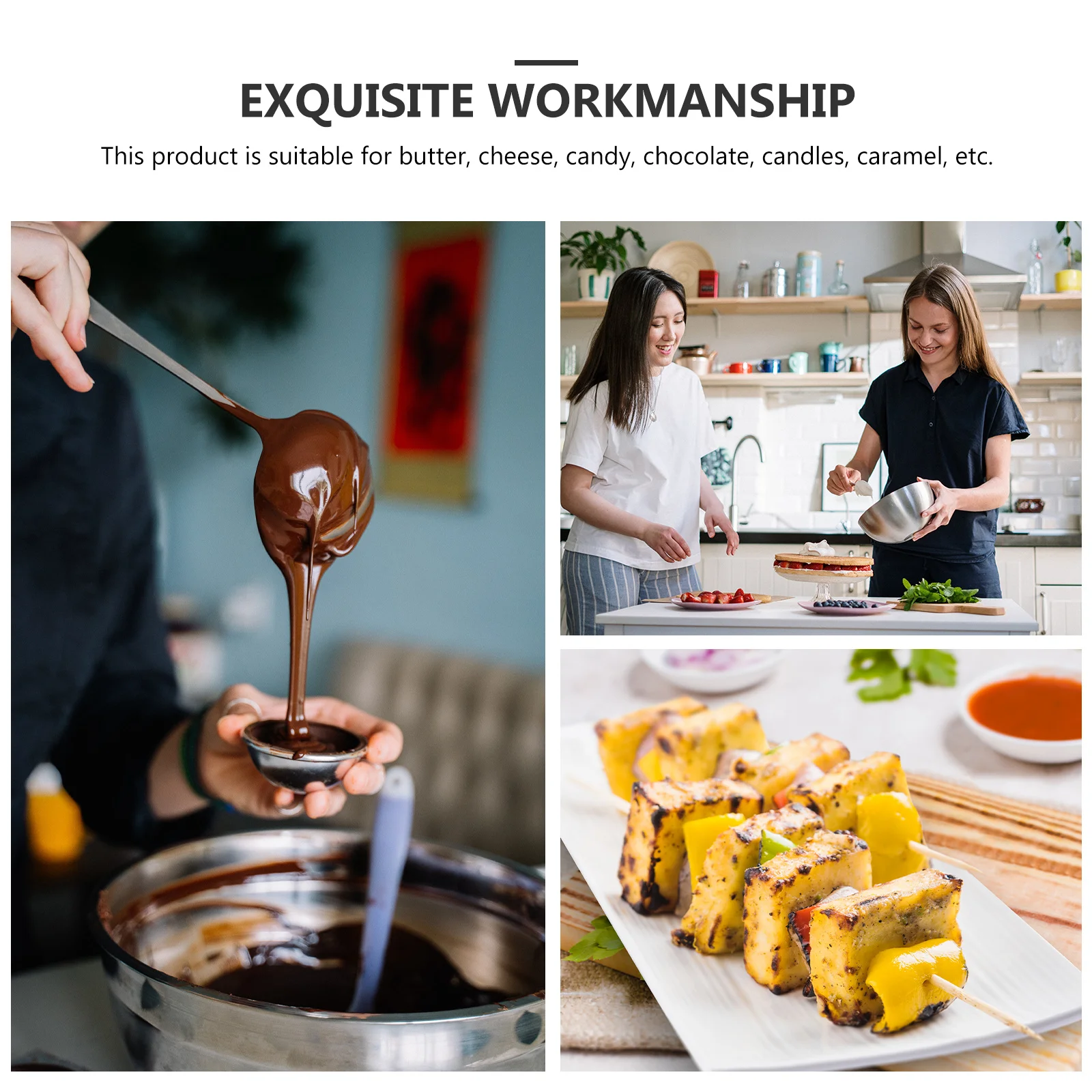 

1Set Ceramic Chocolate Melting Pot Fondue with Kitchen Gadget for Outdoor Parties Afternoon Tea