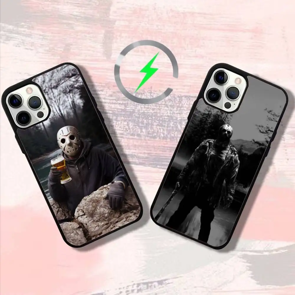 

Jasons V-Voorhees Horrors Phone Case For iPhone 16,15,14,13,12,11,Pro,Max,Plus,Mini,SE4,E Magnetic Magsafe Wireless Charging