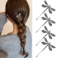 2PCS/4PCS Y2K Millennium Alloy Dragonfly Animal Hair Clips in a Row - Image 2