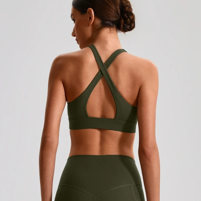 Sexy Cross Straps Sports Bra Gym Workout Crop Top Yoga Vest Women High Impact Fitness Bralette Running Tight Padded Underwear