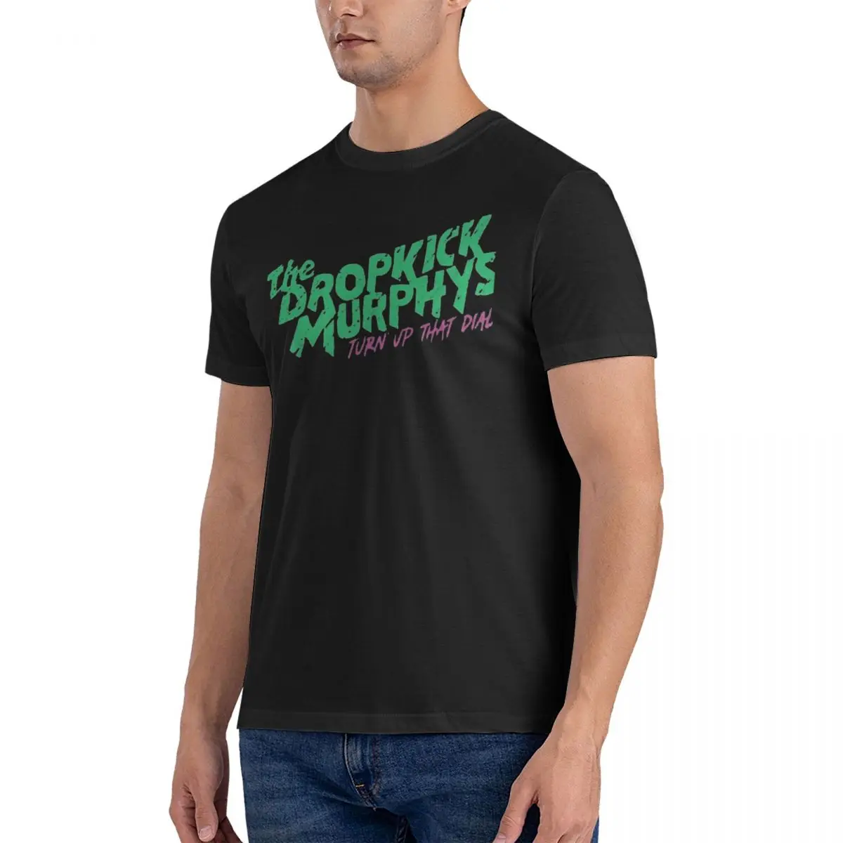 Green Logo Men T Shirts Dropkick Murphys Fun Tees Short Sleeve Round Collar T-Shirts Cotton New Arrival Tops