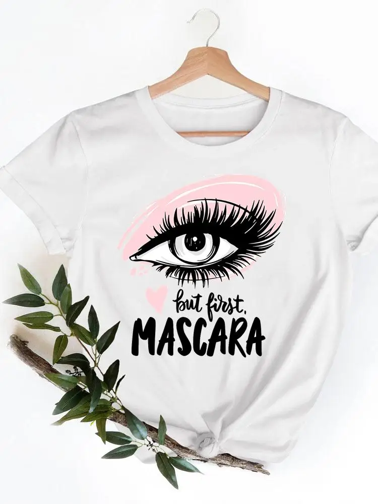 Casual Ladies Print T-shirts Clothing Short Sleeve Clothes Fashion Eye Lashes Letter Trend Summer Women T Female Graphic Tee