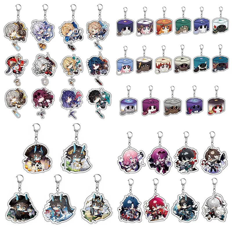 4/5/6/8/10/15/17pcs Honkai:Star Rail Game Keychain Cute Dan Heng Q Version Print Acrylic Pendant Key Chain For Women Men Jewelry