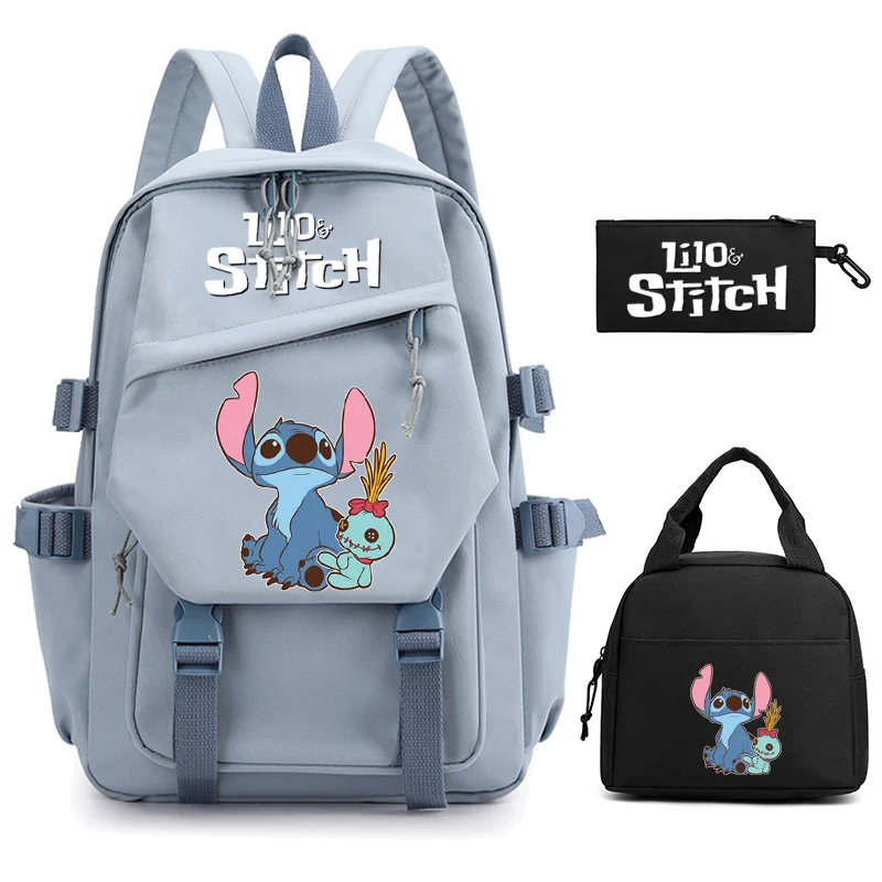 

3Pcs/set Disney Lilo Stitch Backpack Student Girl School Rucksack Women Travel Backpack Teenager Boy Lunch Bags Mochila Escolar