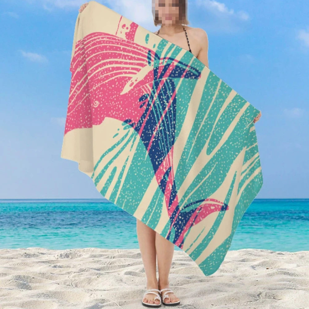 Microfiber Beach Towel Cute Panda Turtle Marine Life Print Bath Towel Soft Quick Dry Towel for Swimming Surfing Travel Vacation