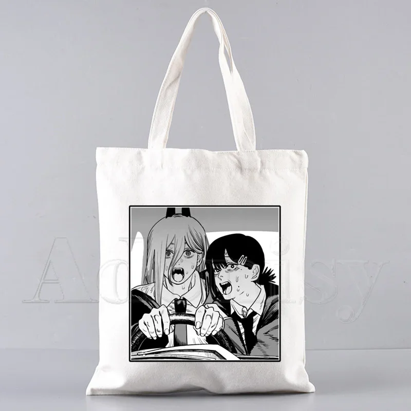 Chainsaw Man Korea Ulzzang Shopper Bag Print Canvas Tote Bag Handbags Women Bag Harajuku Shoulder Bags